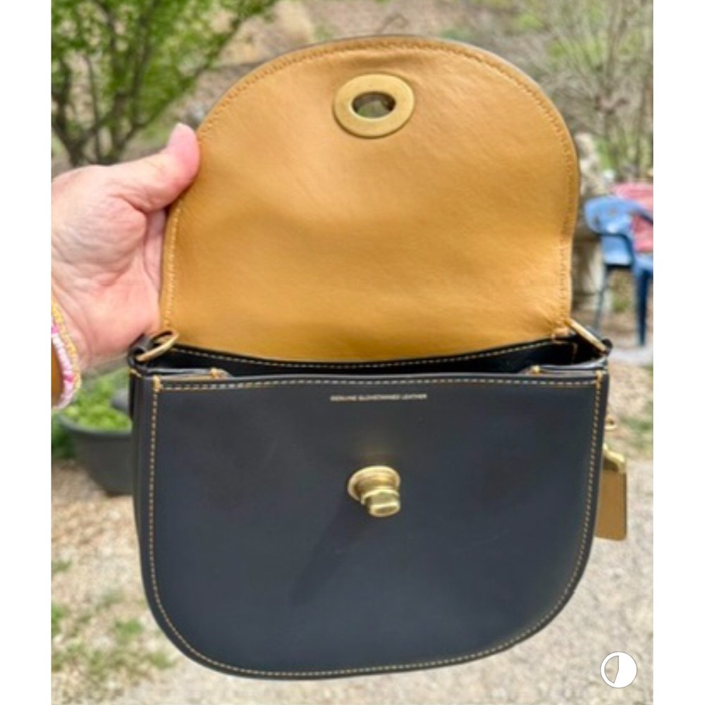 Coach 1941 Saddle Bag 23 Black Glovetanned Leather Crossbody 58241 Brass Chain - Picture 4 of 16